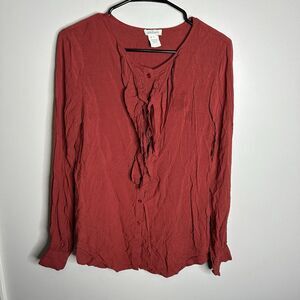 Women's Sundance Size Small Long Sleeve Button Blouse‎ Ruffle Business
